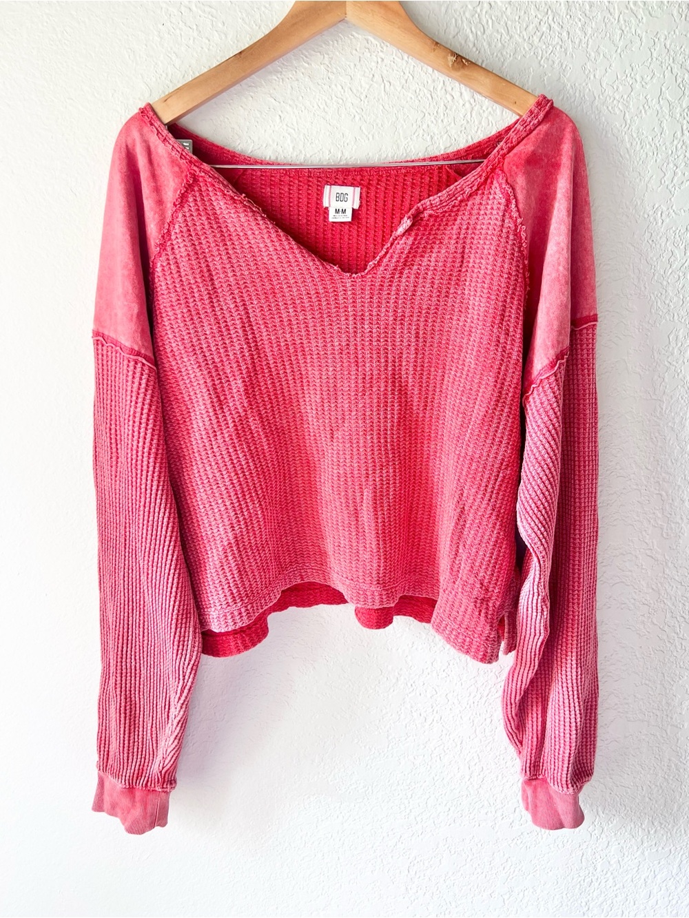 Urban Outfitters Red Waffle Knit Crop Top Sz M